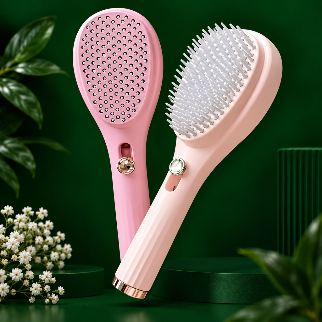 Self Cleaning Hairbrush 2 in 1 Comb (Pack of 1)