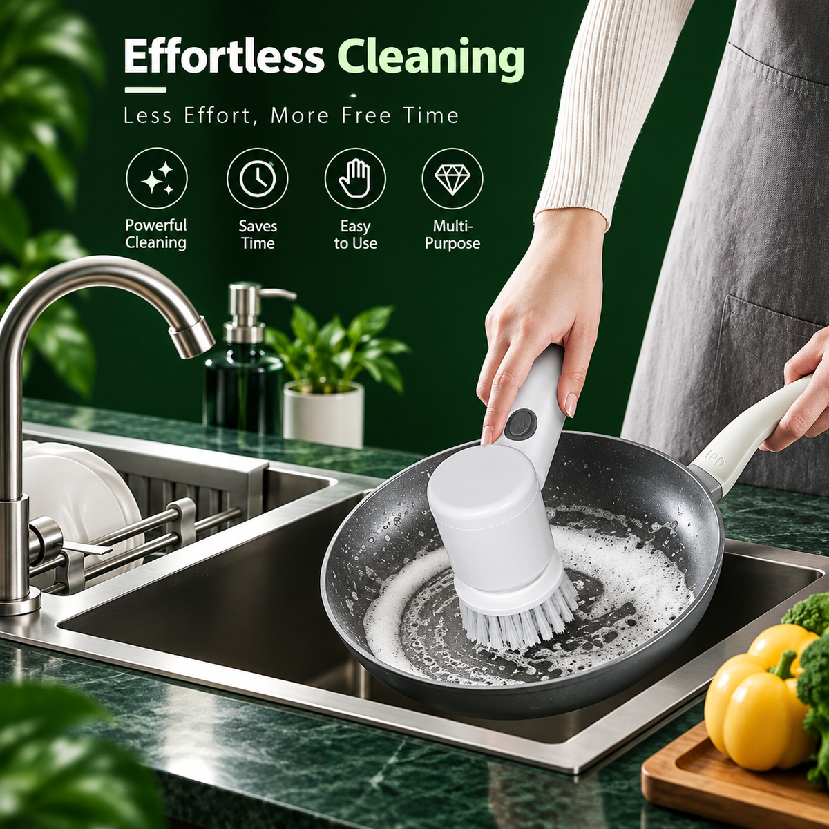 Electric Cleaning Brush, Electric Rotary Cleaning Brush with 3 Brush Heads Insulator Polisher Bathroom Shower Tub Kitchen Stove Floor Car