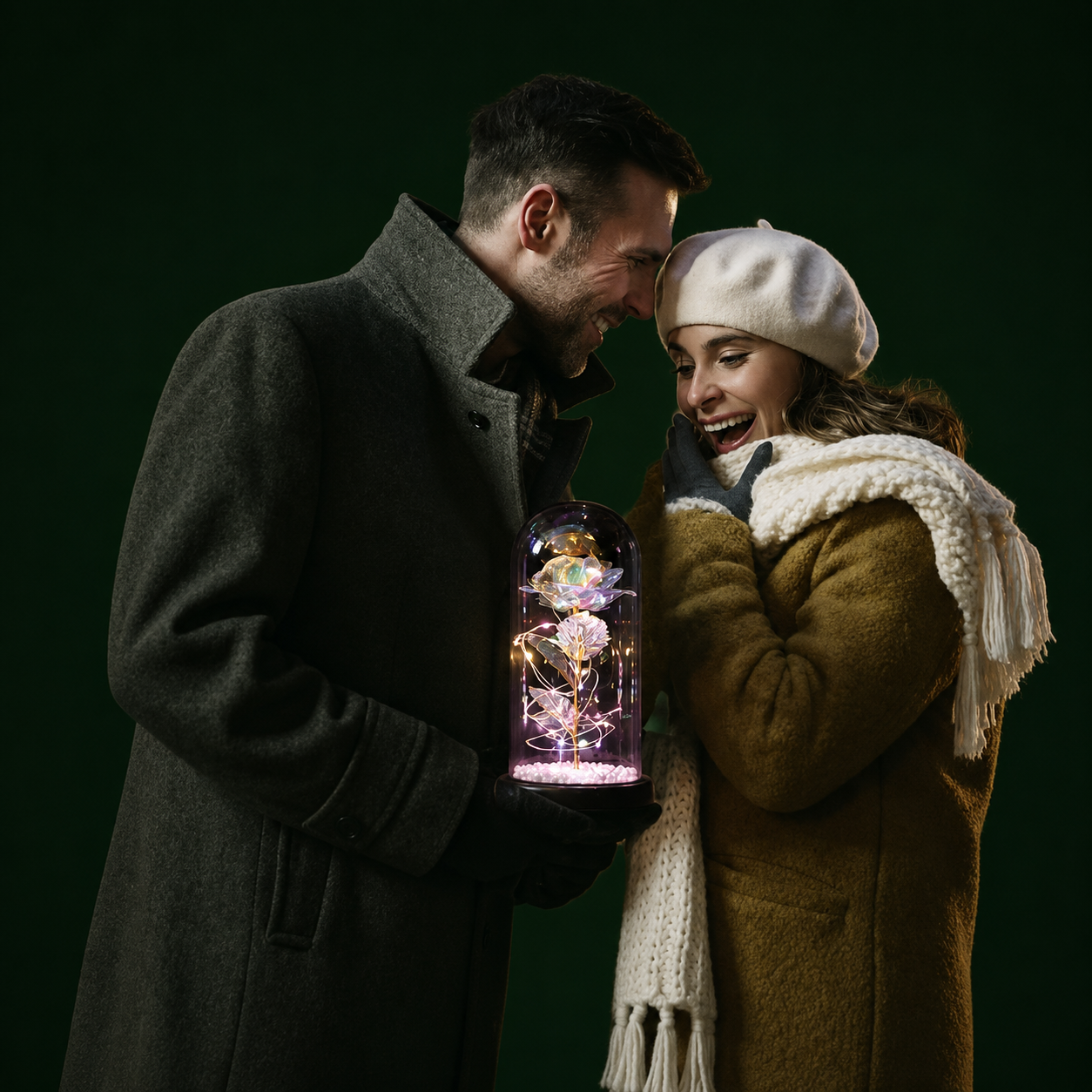 Artificial Tulips in Crystal Box, Galaxy Glass Rose Flower with LED Light Great Gift Ideas for Valentine's Day