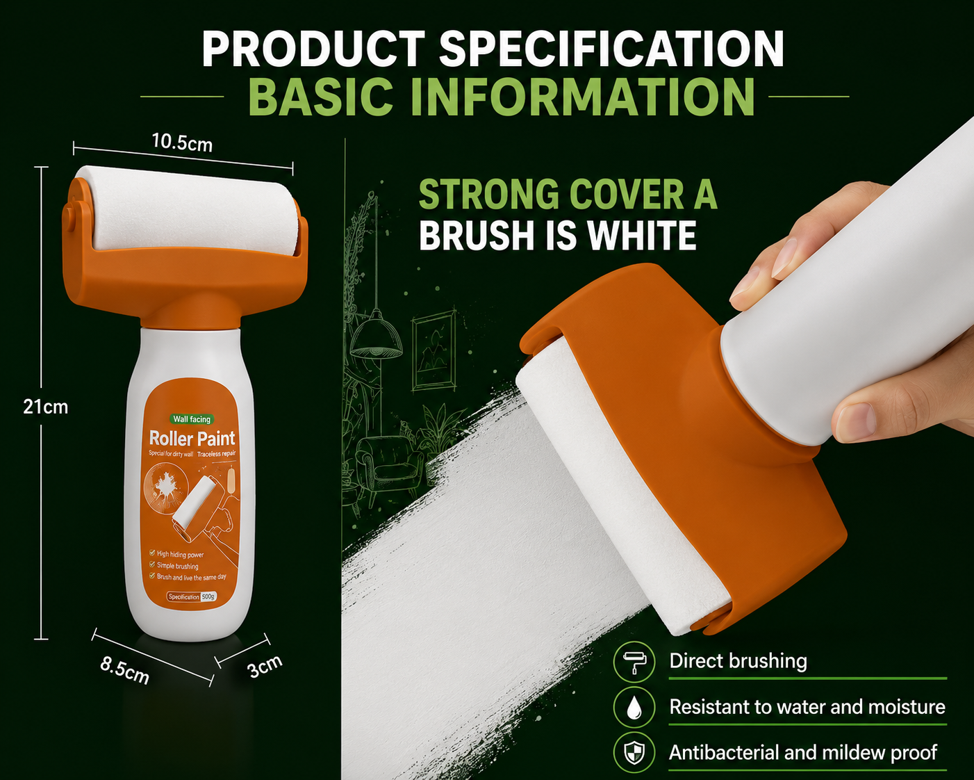 Wall Repair Roller Paint -White Wall Repair Painting Solution