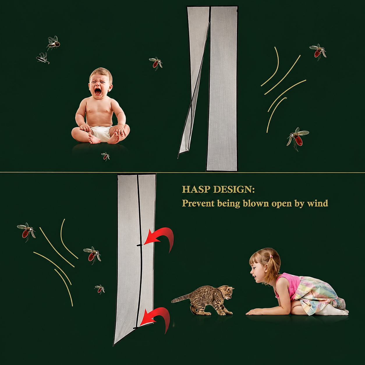 Polyester Magnetic Mosquito Net for Door | Mosquito Curtain for All Door Types & Sizes