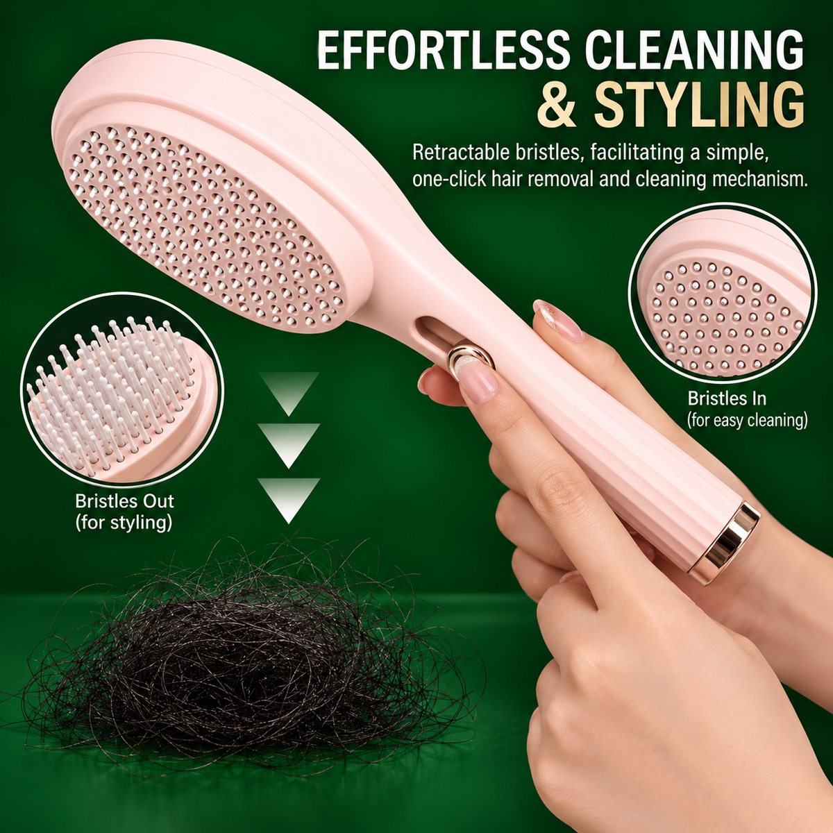 Self Cleaning Hairbrush 2 in 1 Comb (Pack of 1)