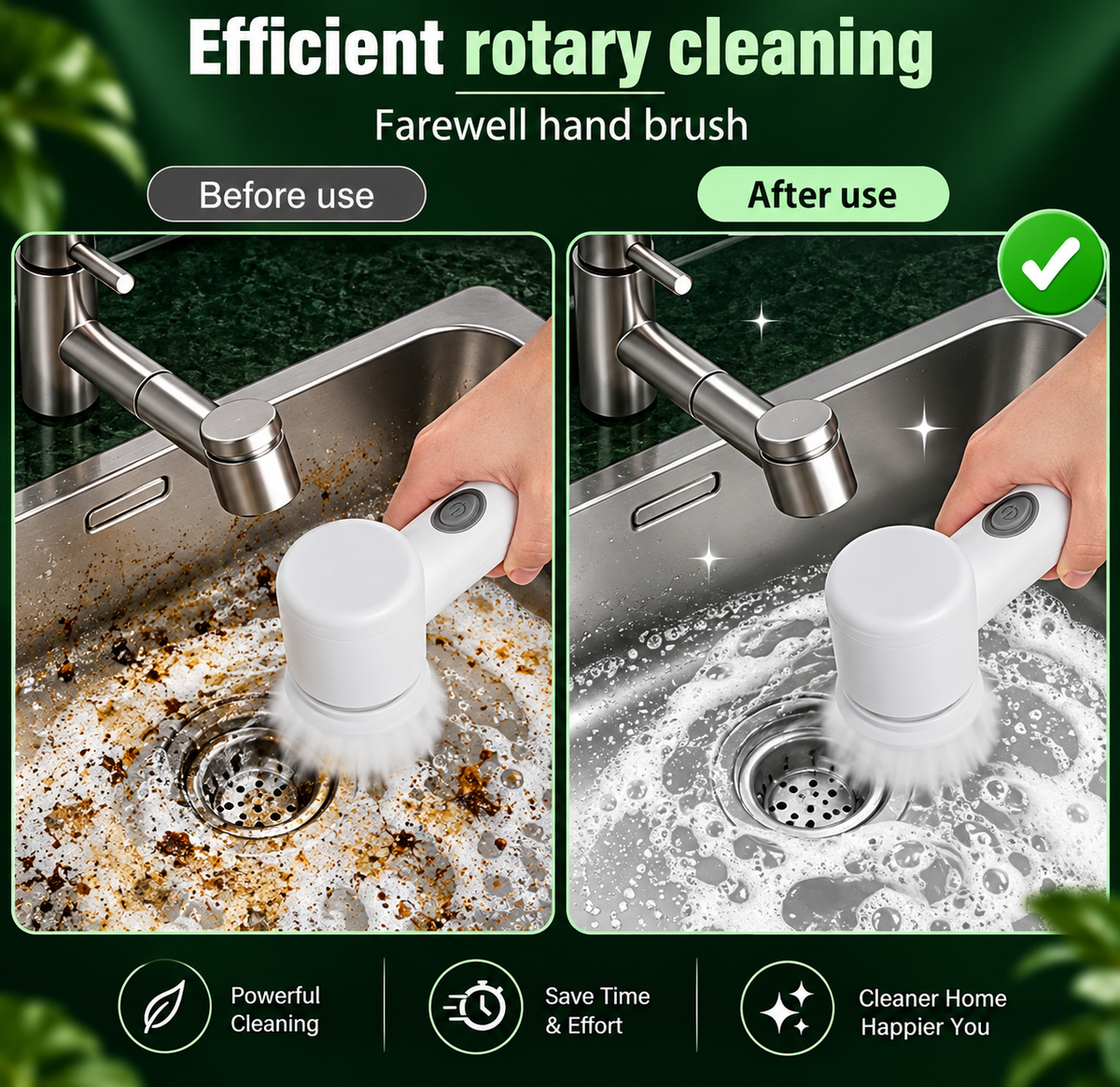 Electric Cleaning Brush, Electric Rotary Cleaning Brush with 3 Brush Heads Insulator Polisher Bathroom Shower Tub Kitchen Stove Floor Car